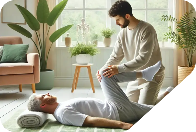 Physiotherapeut führt Krankengymnastik ZNS durch, um die Beweglichkeit des Patienten zu verbessern