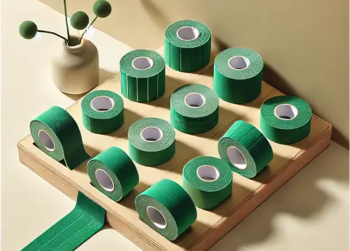 Mehrere Rollen Kinesio-Tape zur Unterstützung von Muskeln und Gelenken bei physiotherapeutischen Behandlungen mit Taping.